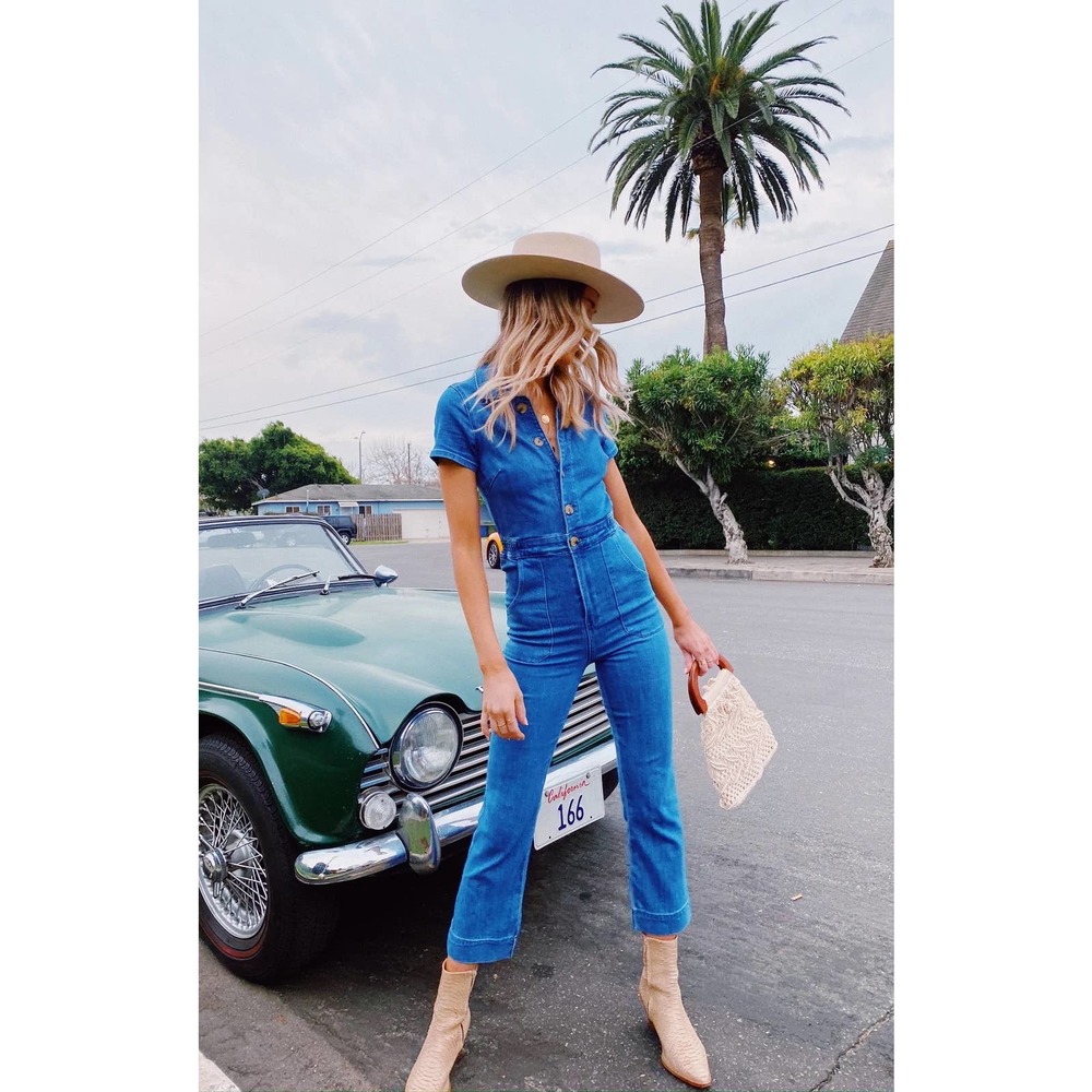 Show Me Your Mumu Emery Jumpsuit in French Blue Size Small